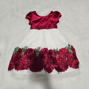 American Princess Red and White Floral Dress Size 4t